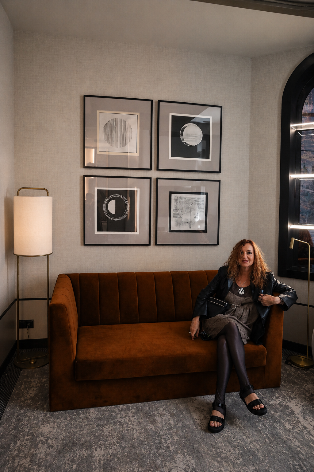 Renata Guzera linocuts in The Crown Krakow, interior visualisation