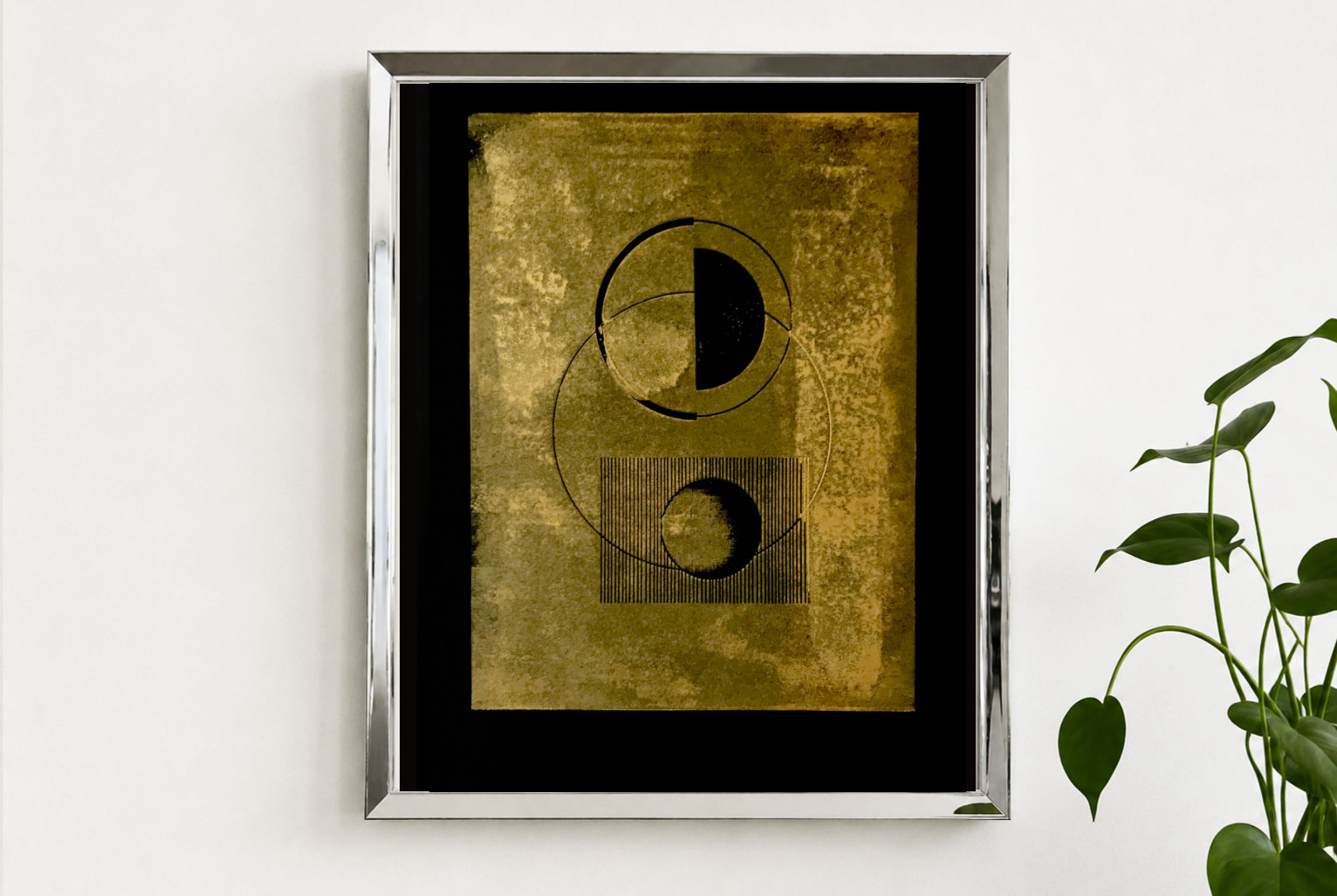 Balance Gold, original linocut print by Renata Guzera