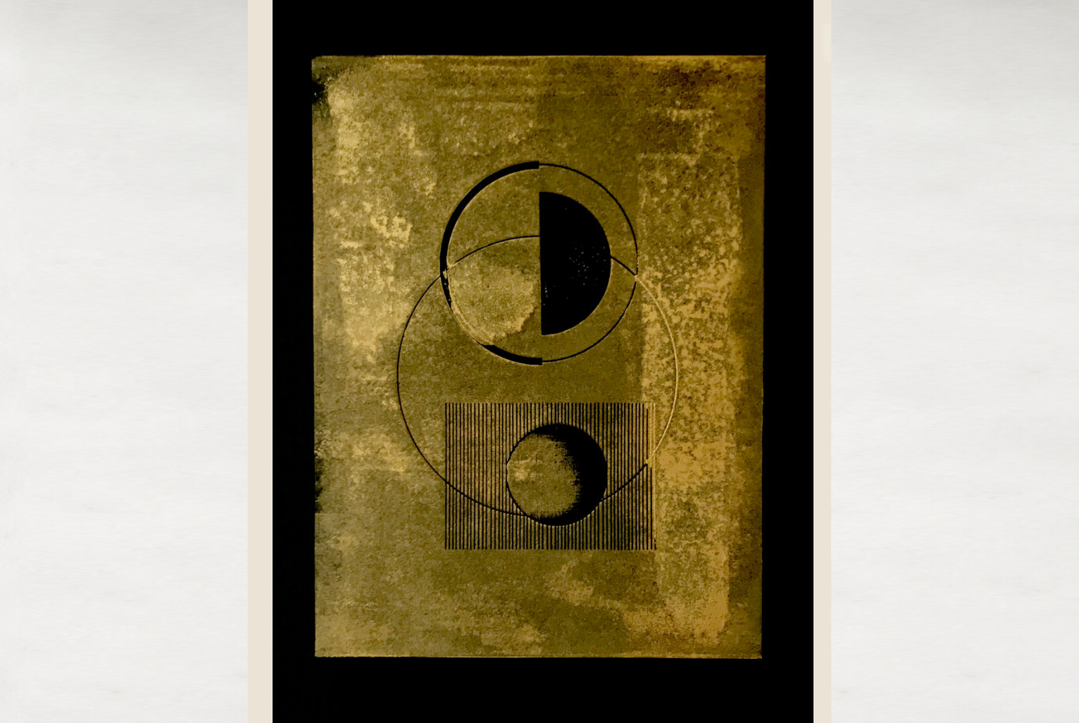 Balance Gold, original linocut print by Renata Guzera